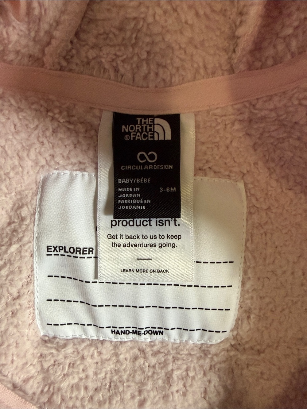 The North Face Light Pink Sherpa Baby One-Piece with Hooded Ears - Picture 6 of 14